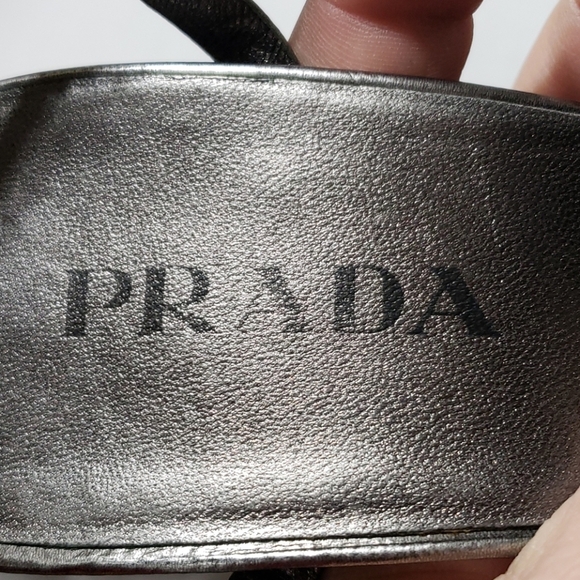 Prada silver studded bling heeled slingback sandal - Picture 3 of 8